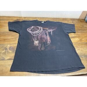 Vintage CMJ RODEO COWBOY HORSE BIG PEINT SADDLE SZ XL Single Stitch 1993 T-Shirt
